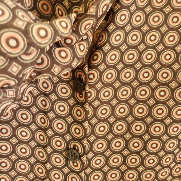 Ann Taylor Women's Copper Semi Sheer Button Down Tie Neck 0P Shirt Top Blouse - Picture 5 of 12